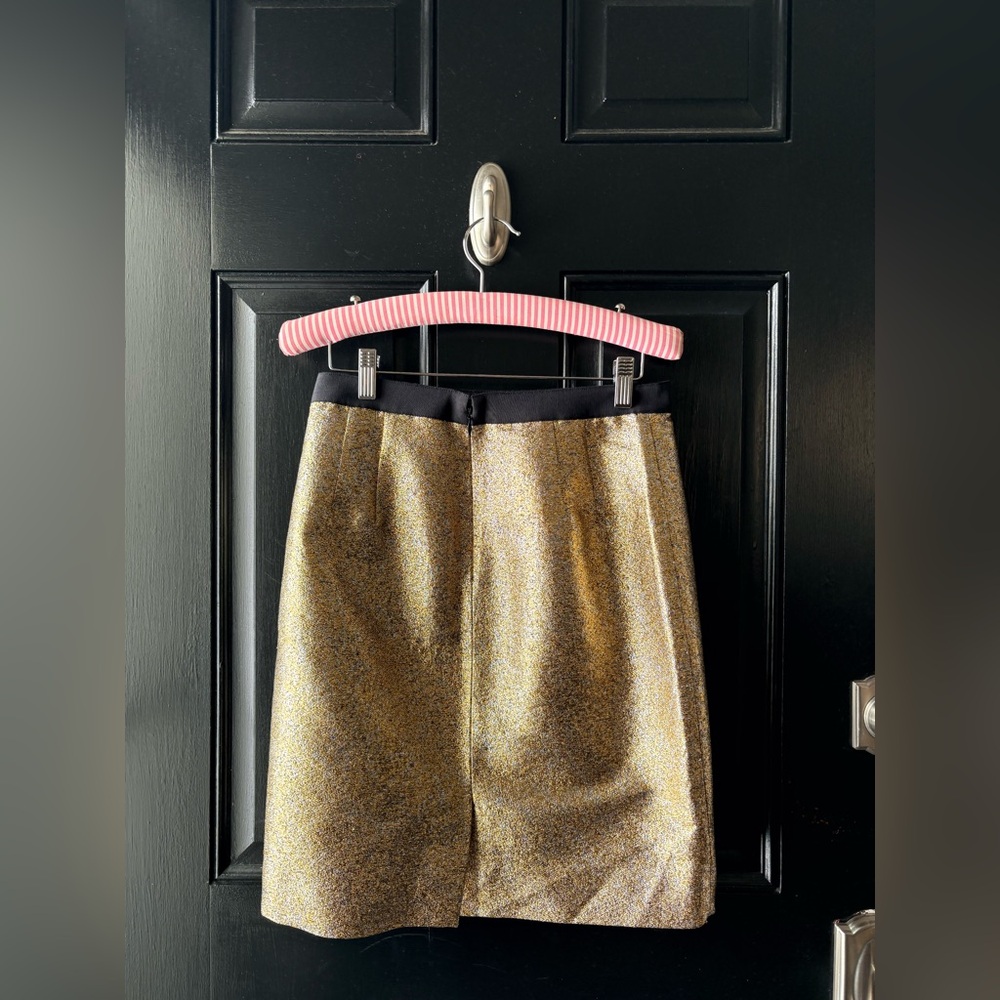 J. Crew 769 Madison Gold Wool Metallic Skirt Size 4 - Picture 2 of 8